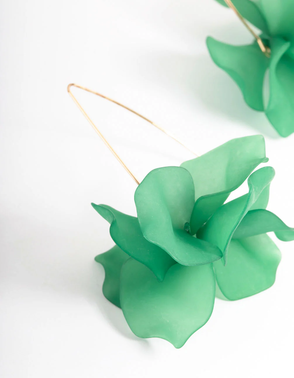 Green Frosted Flower Drop Earrings - Image 3