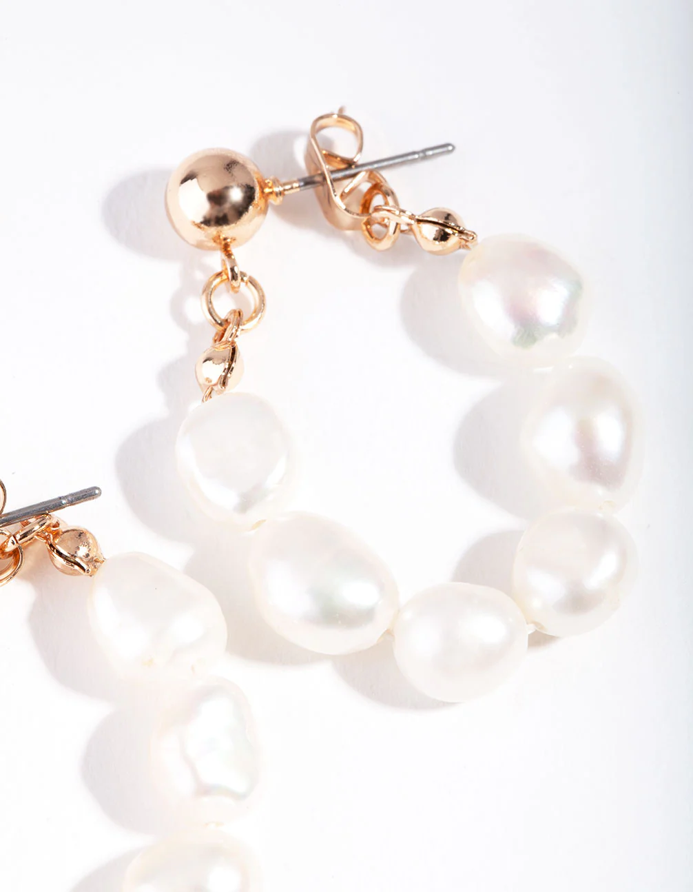 Gold Freshwater Pearl Loop Earring - Image 2