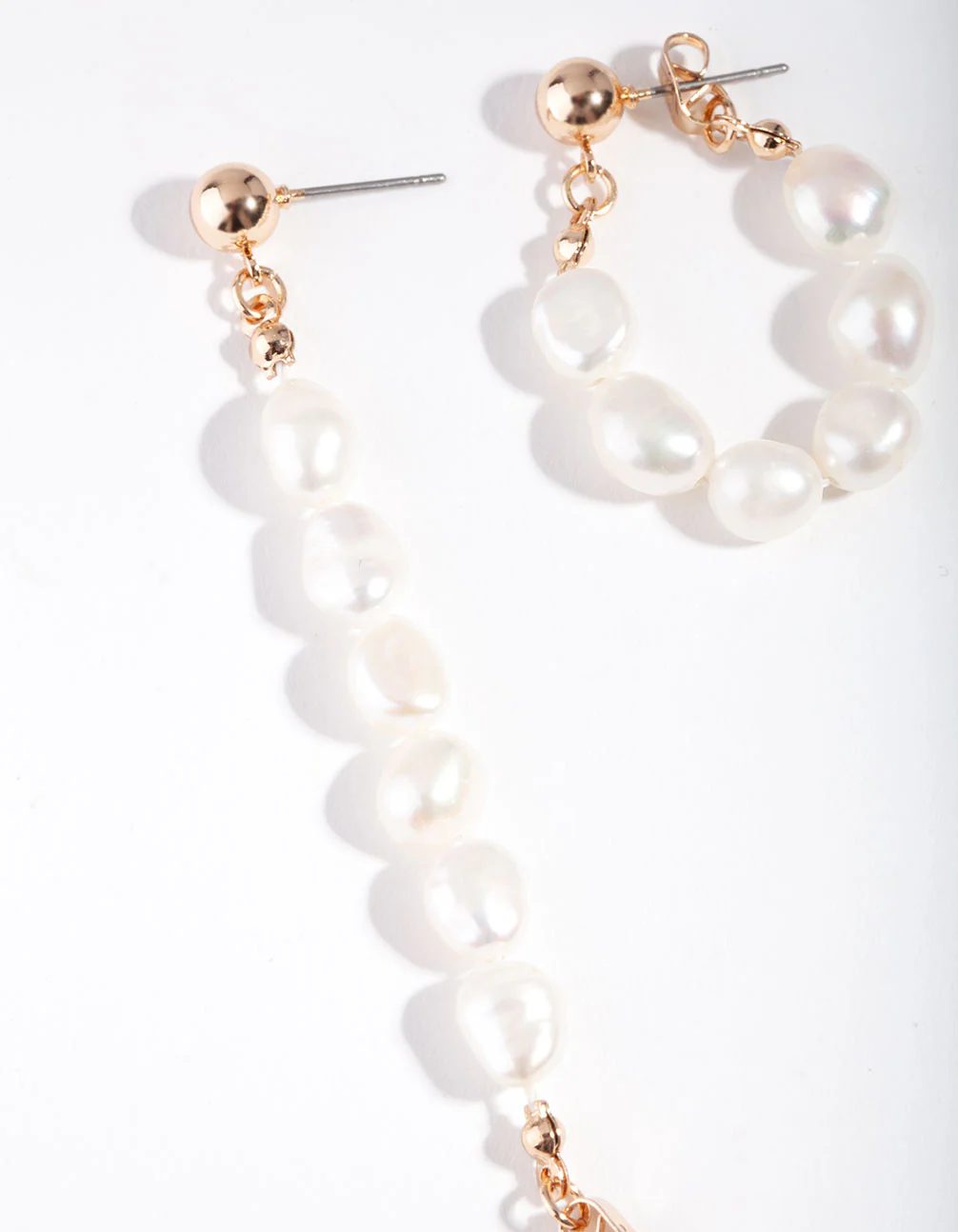 Gold Freshwater Pearl Loop Earring - Image 3