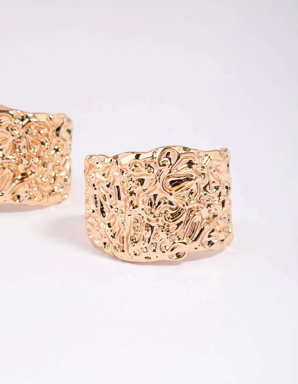 Gold Hammered Hoop Earrings - Image 2