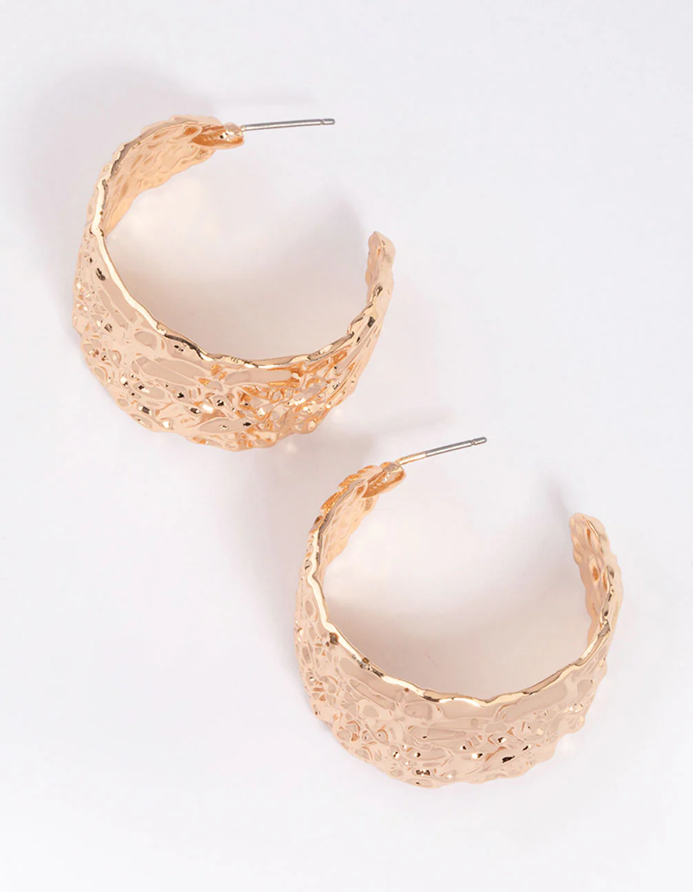 Gold Hammered Hoop Earrings - Image 3