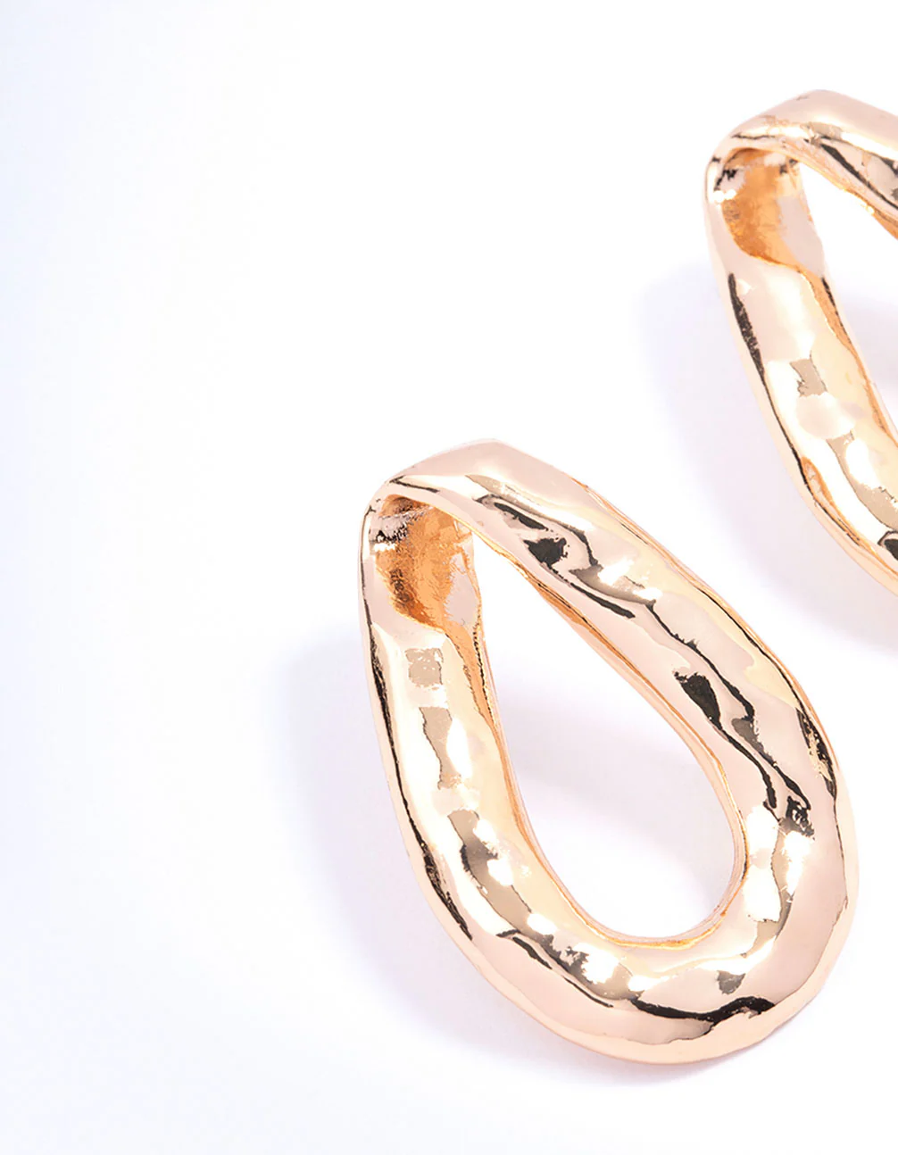 Gold Hammered Small Teardrop Earrings - Image 2