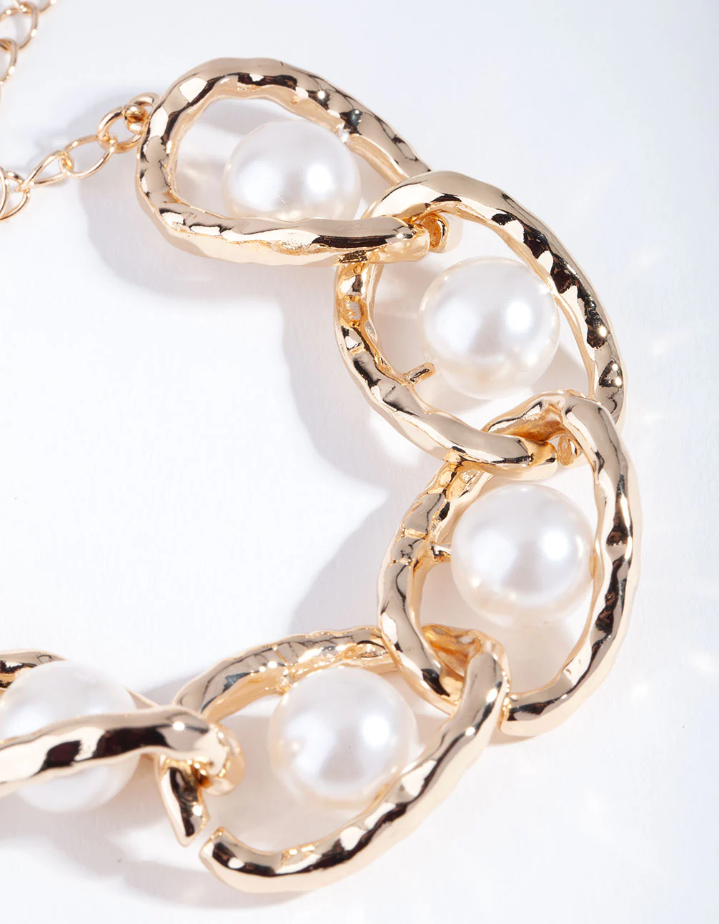 Gold Link & Pearl Bracelet - Image 2