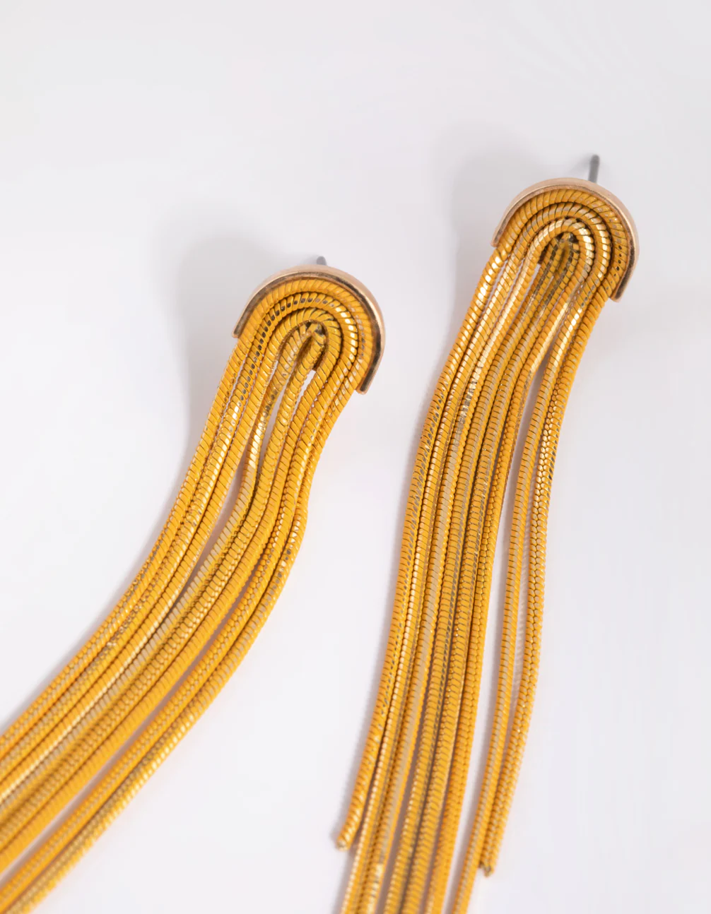 Yellow Waterfall Chain Drop Earrings - Image 3