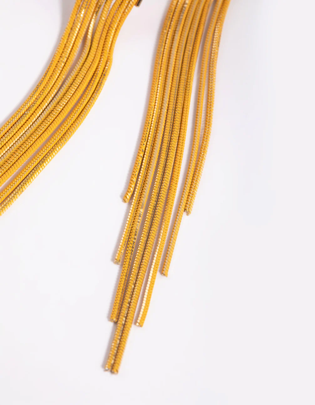 Yellow Waterfall Chain Drop Earrings - Image 4