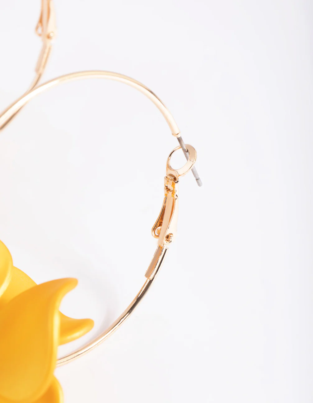 Matte Yellow Flower Hoop Earrings - Image 3