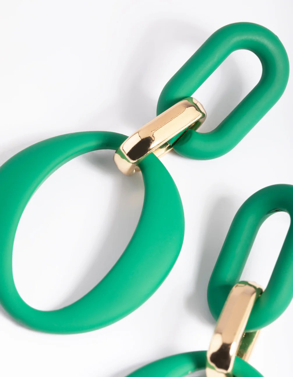 Green Linked Drop Earrings - Image 3