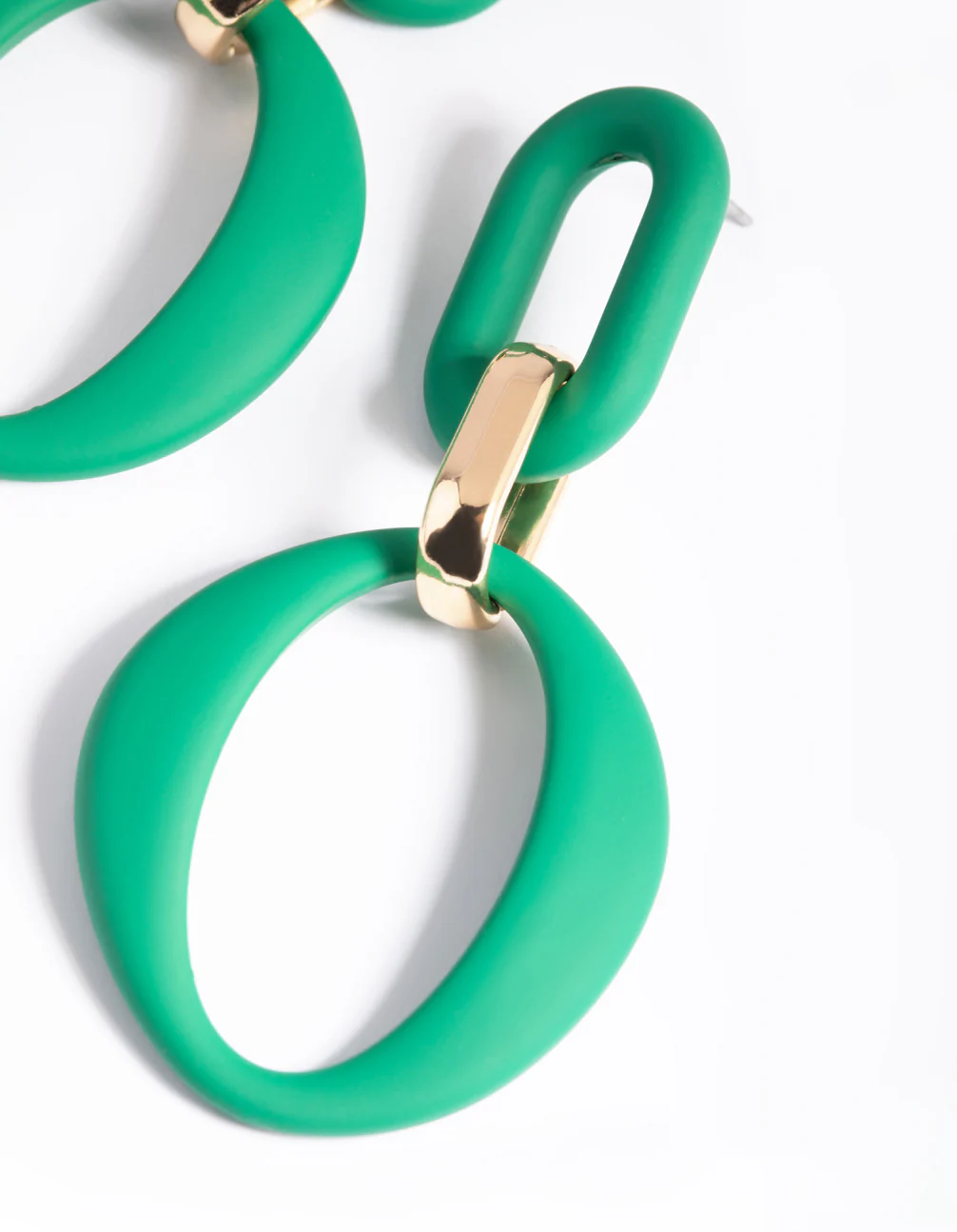 Green Linked Drop Earrings - Image 4