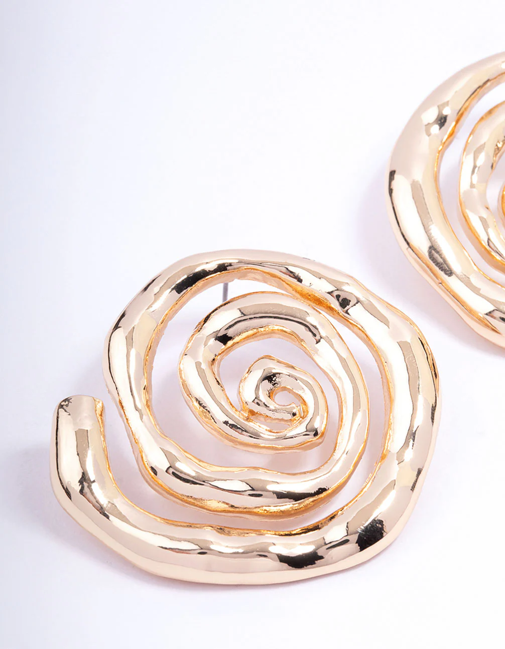 Gold Spiral Medium Stone Stud Earrings - Image 2