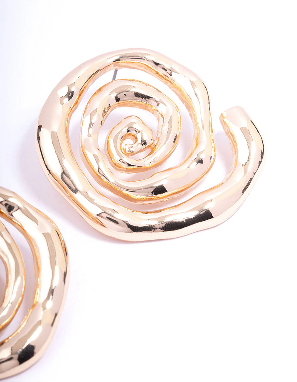 Gold Spiral Medium Stone Stud Earrings - Image 3