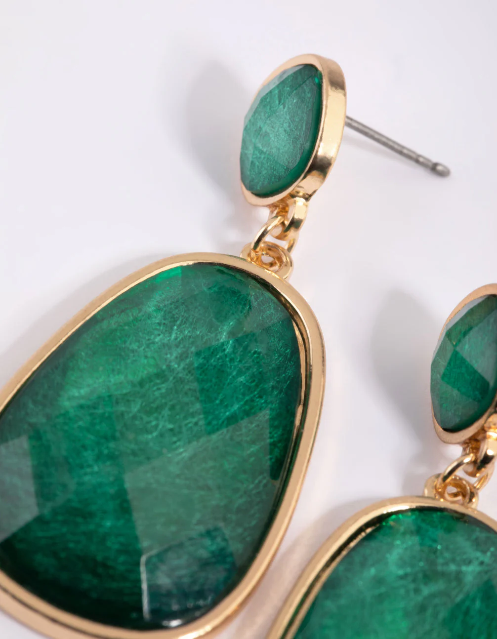 Green Stone Drop Earrings - Image 2