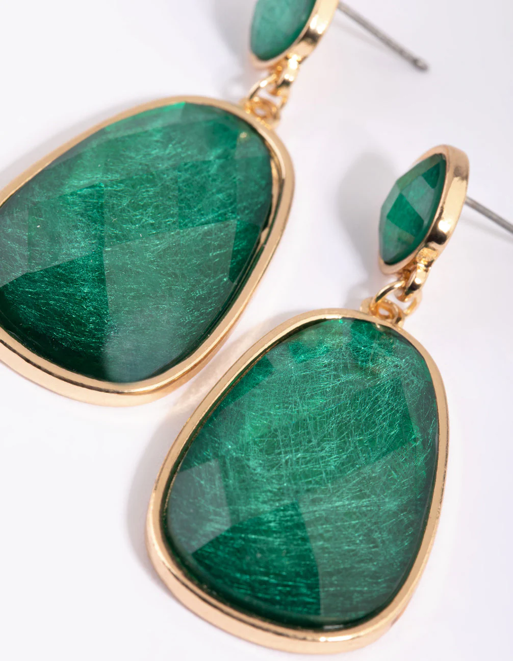 Green Stone Drop Earrings - Image 3