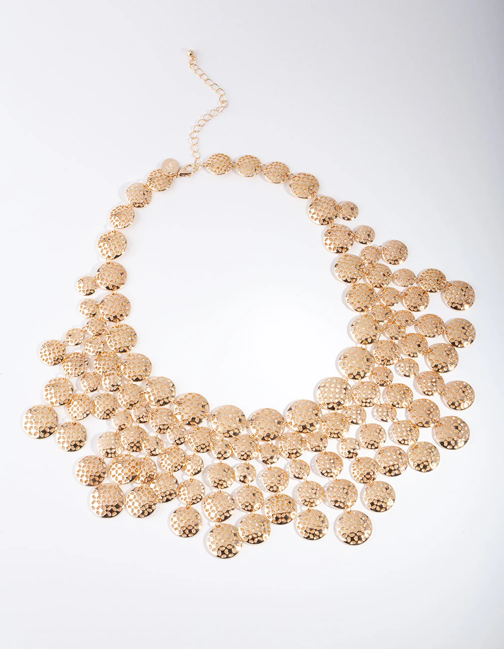 Gold Textured Cascading Disc Necklace - Image 2