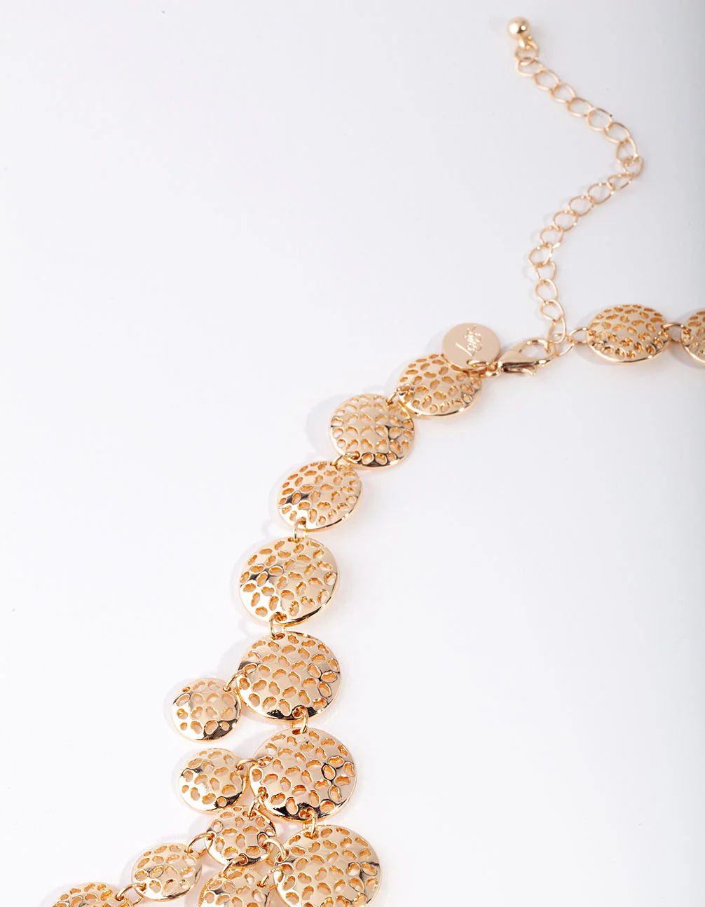 Gold Textured Cascading Disc Necklace - Image 3
