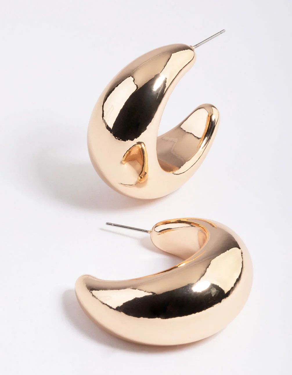 Gold Thick Puff Hoop Earrings - Image 3