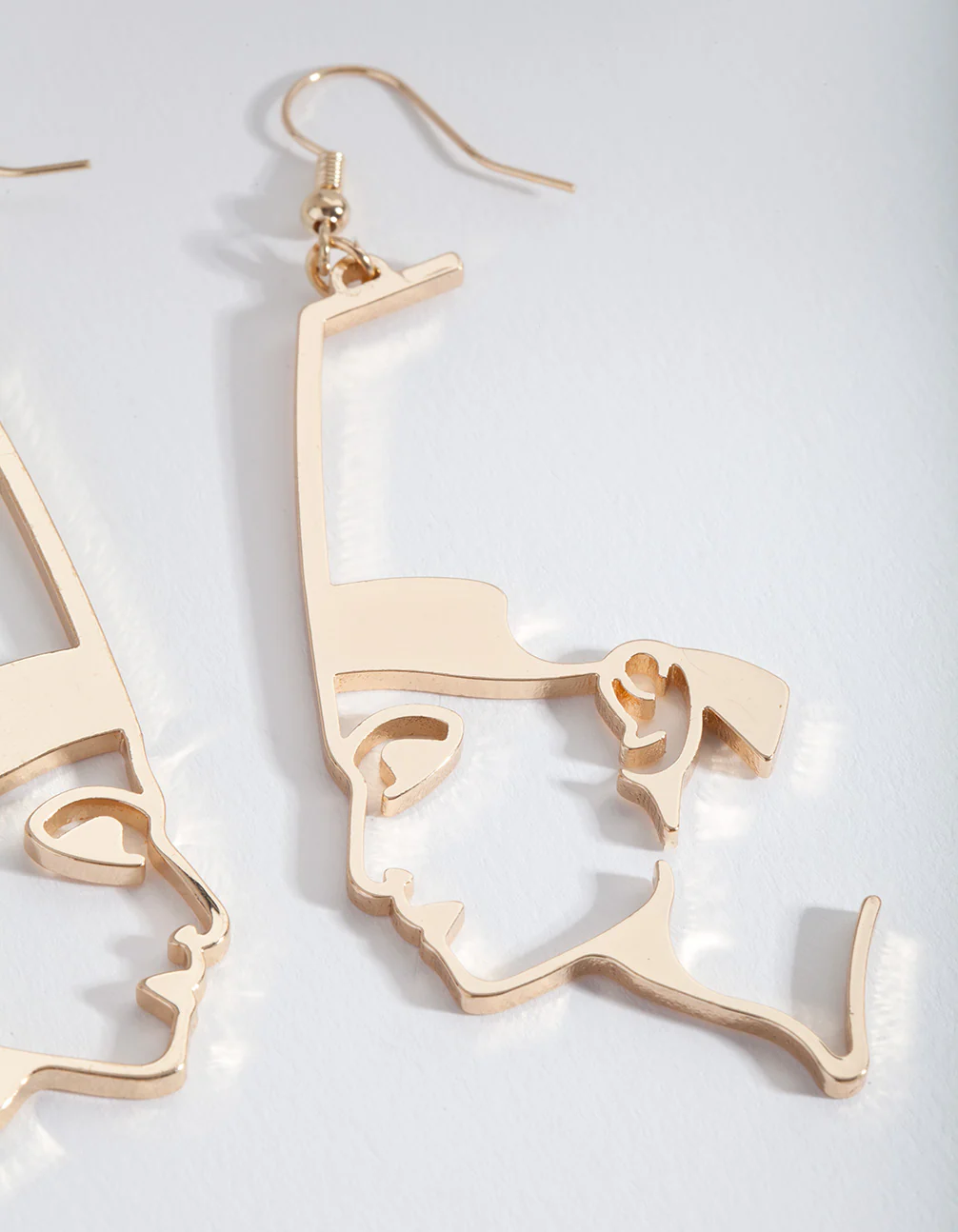 Gold Face Drop Earrings - Image 2