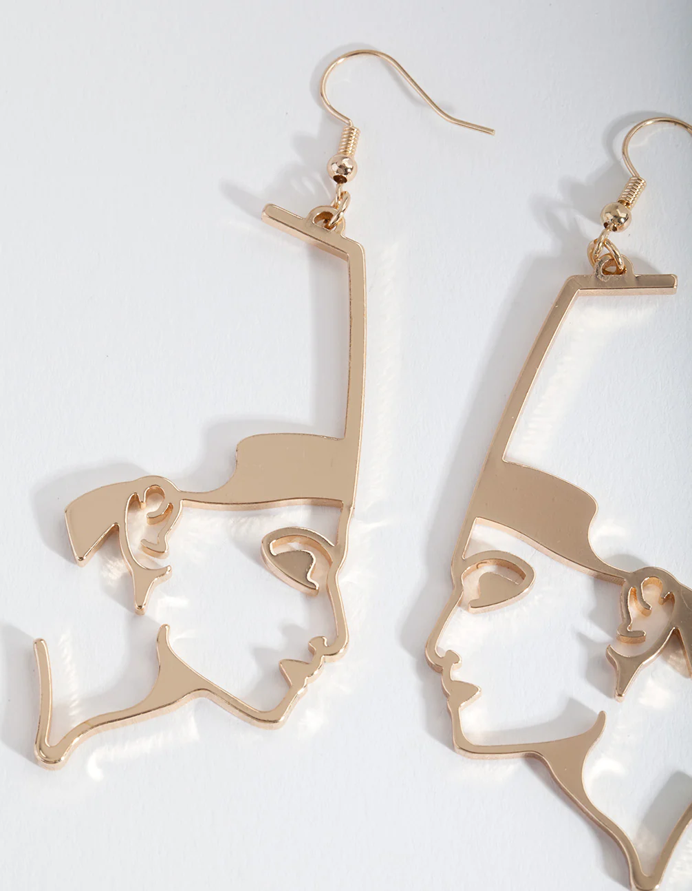 Gold Face Drop Earrings - Image 3