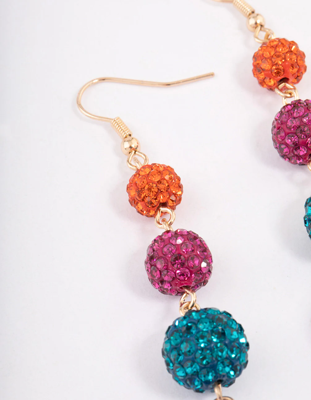 Gold Triple Ball Drop Earrings - Image 2