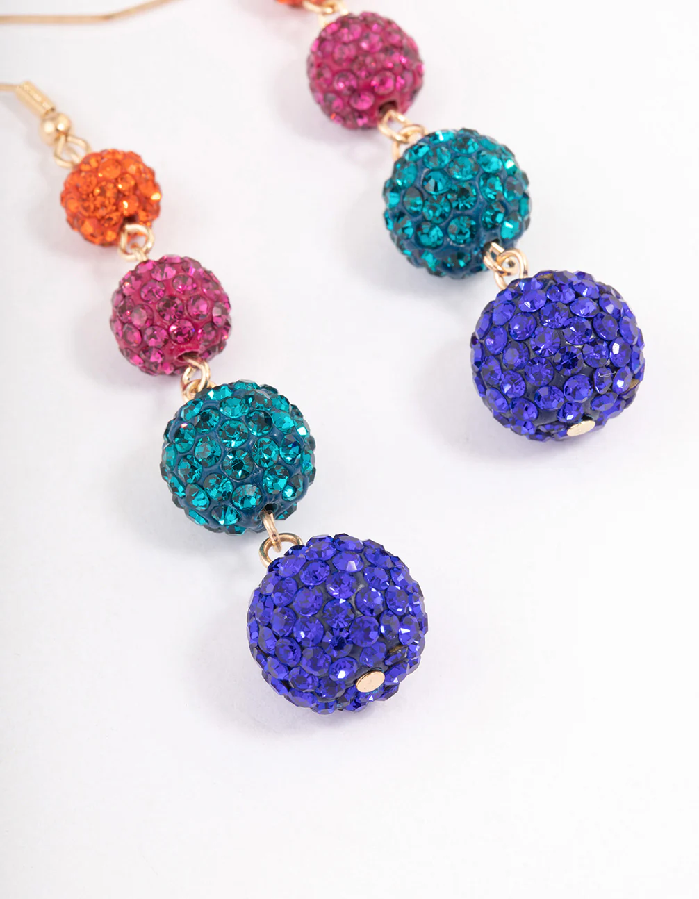 Gold Triple Ball Drop Earrings - Image 3