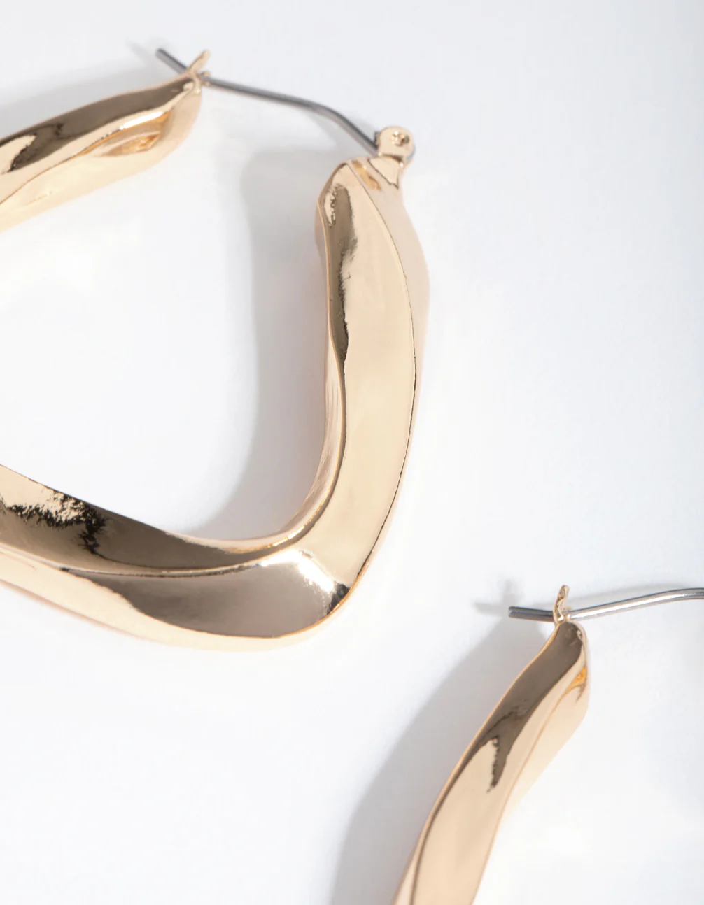 Gold Twisted Tri Hoop Earrings - Image 2