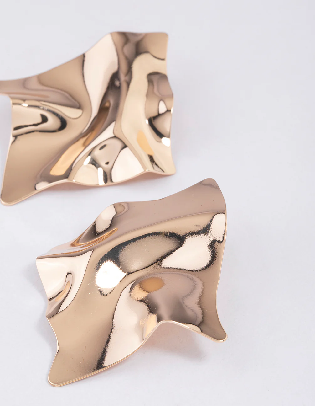 Gold Textured Disc Statement Stud Earrings - Image 2