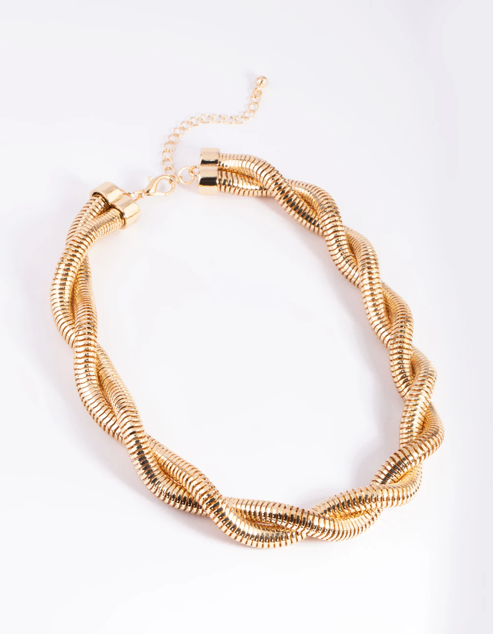 Gold Textured Twist Chain Necklace - Image 3