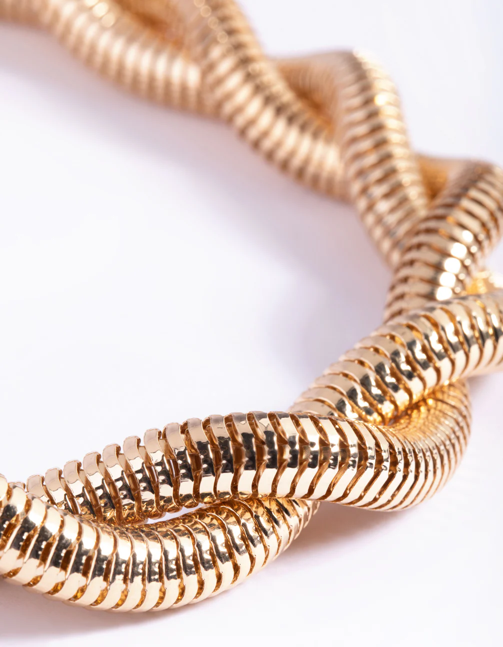 Gold Textured Twist Chain Necklace - Image 4