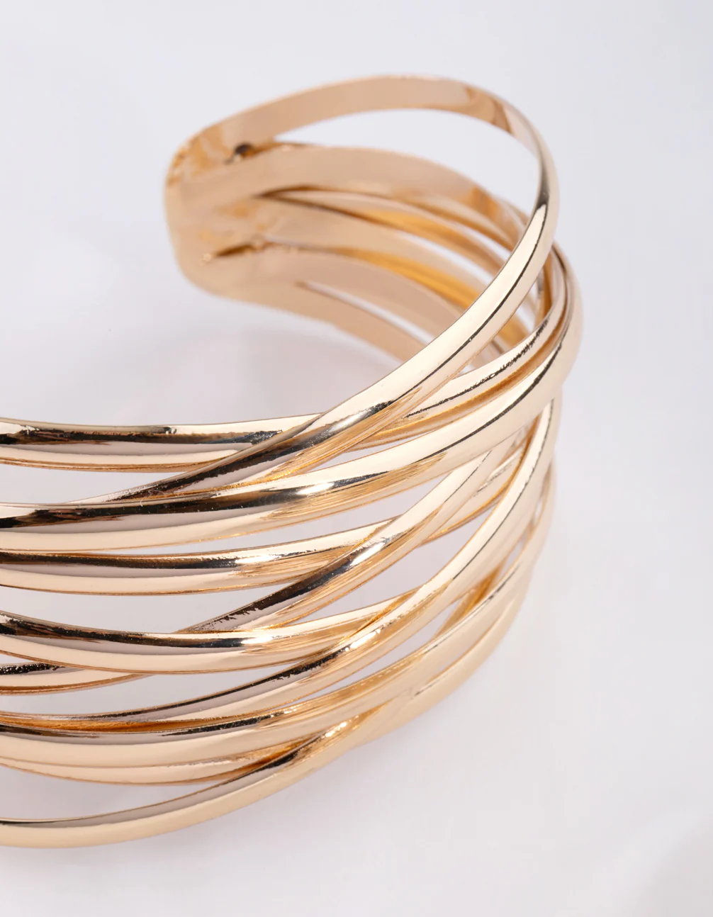 Gold Crossover Double Cuff Bracelet - Image 3
