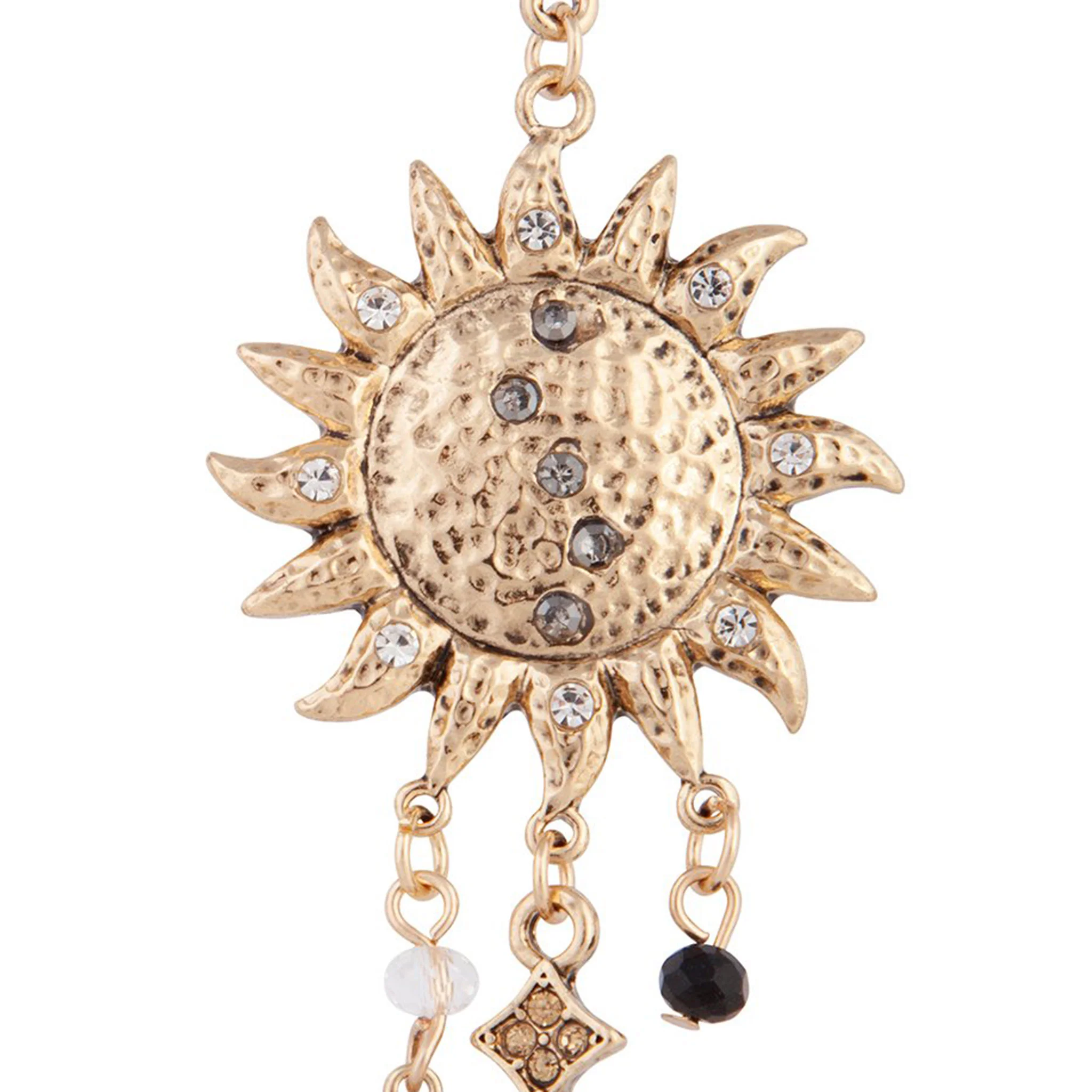 Antique Gold Celestial Grey Black Gem Earrings - Image 8