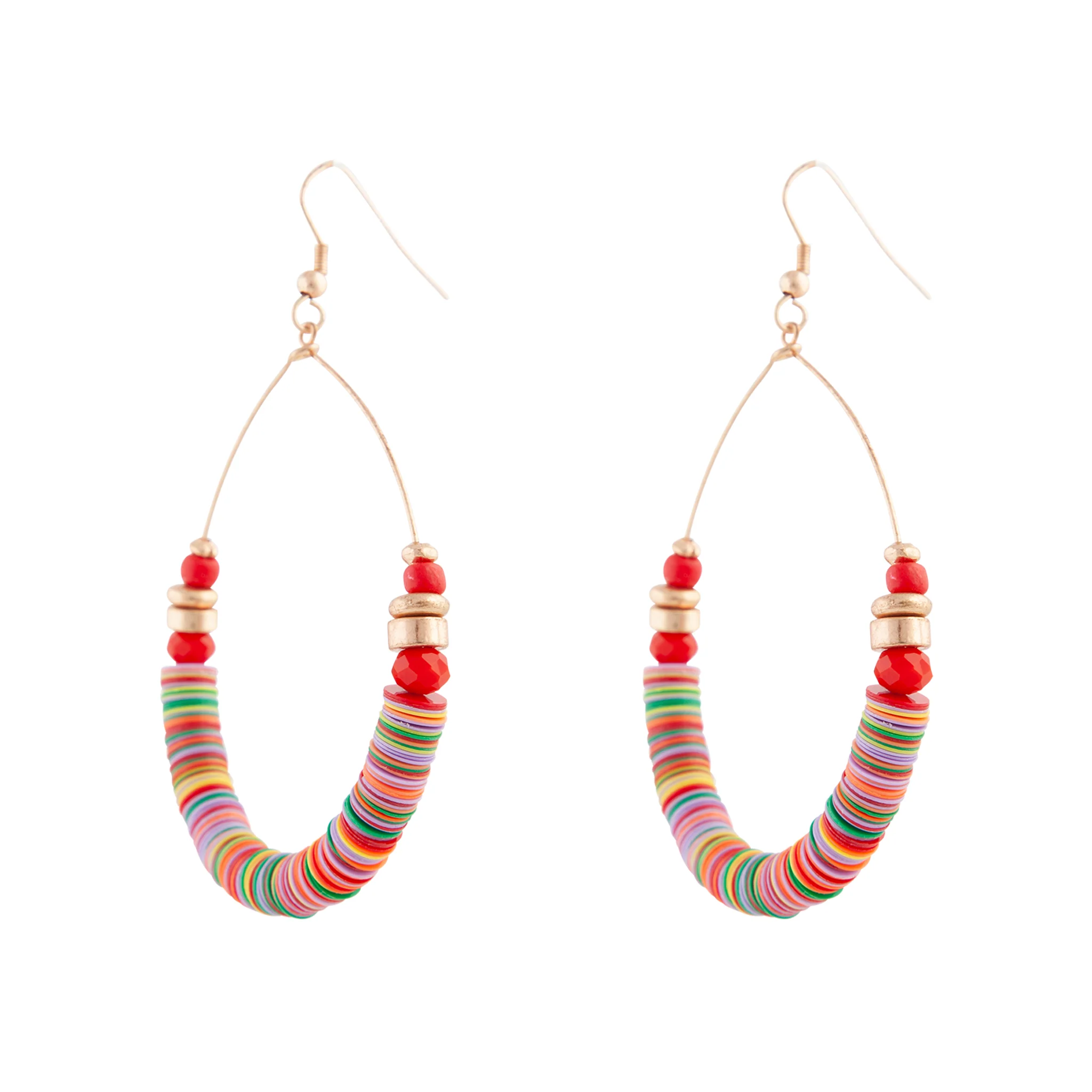 Gold Sequin Stack Drop Hoop Earrings - Image 2