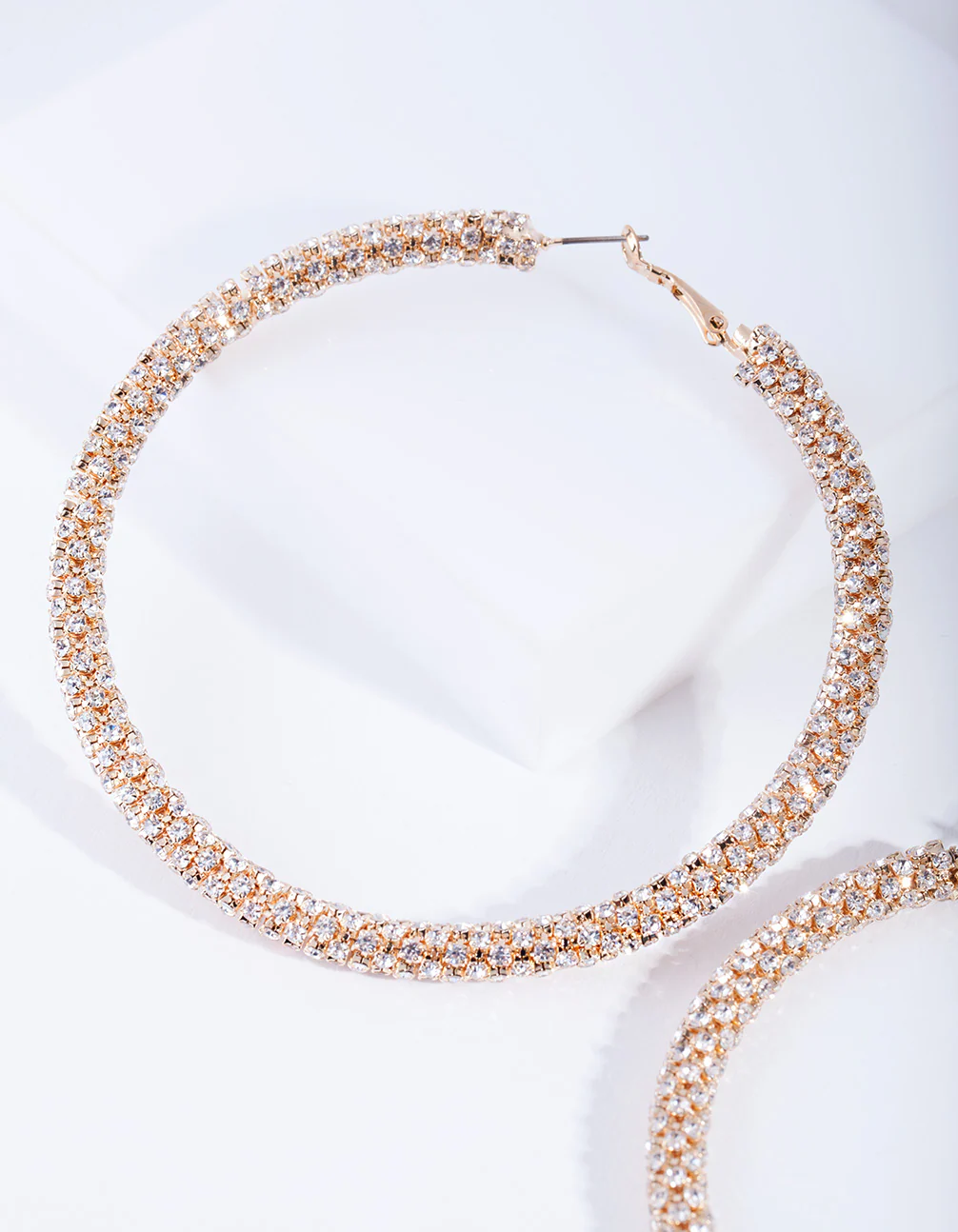 Gold Large Diamante Cup Chain Hoop - Image 2