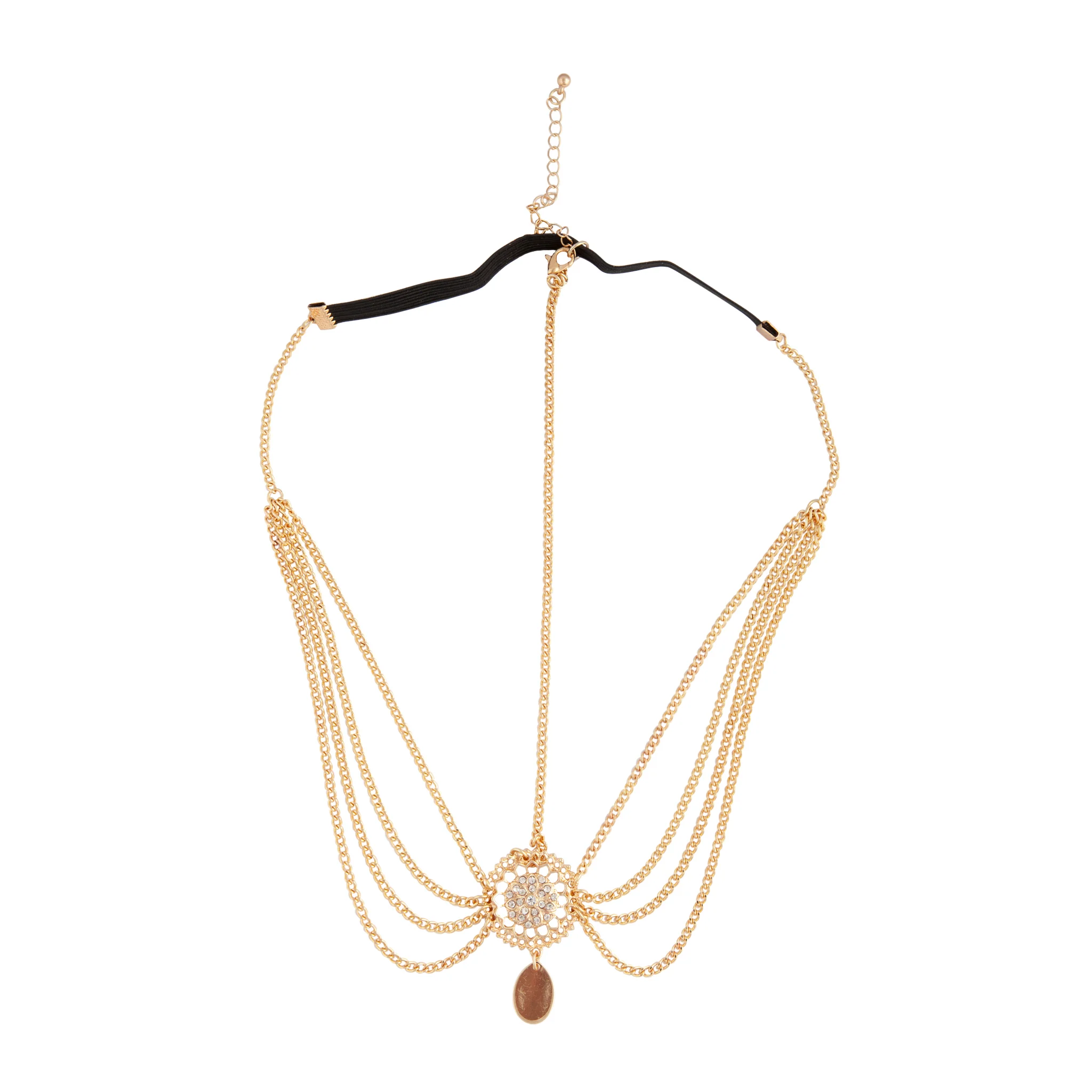 Gold Multi Chain Diamante Head Chain - Image 2