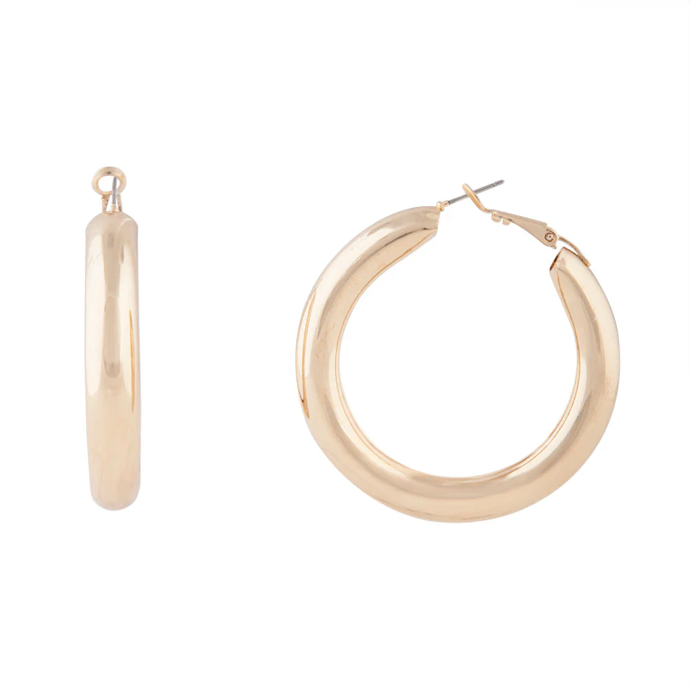 Gold Chunky Hoop Earrings - Image 3