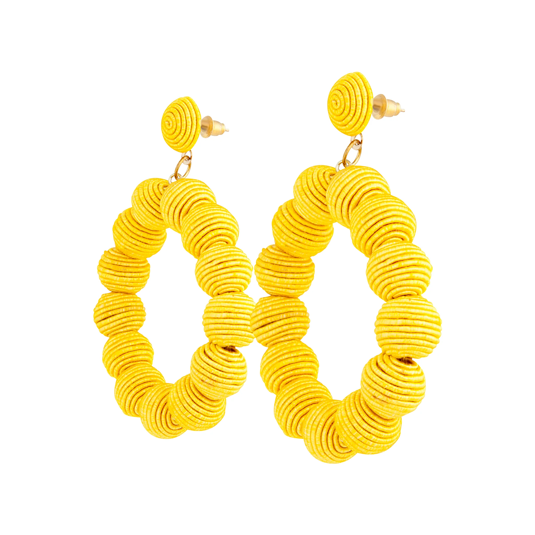 Yellow Cord Wrap Hoop Earrings - Image 2