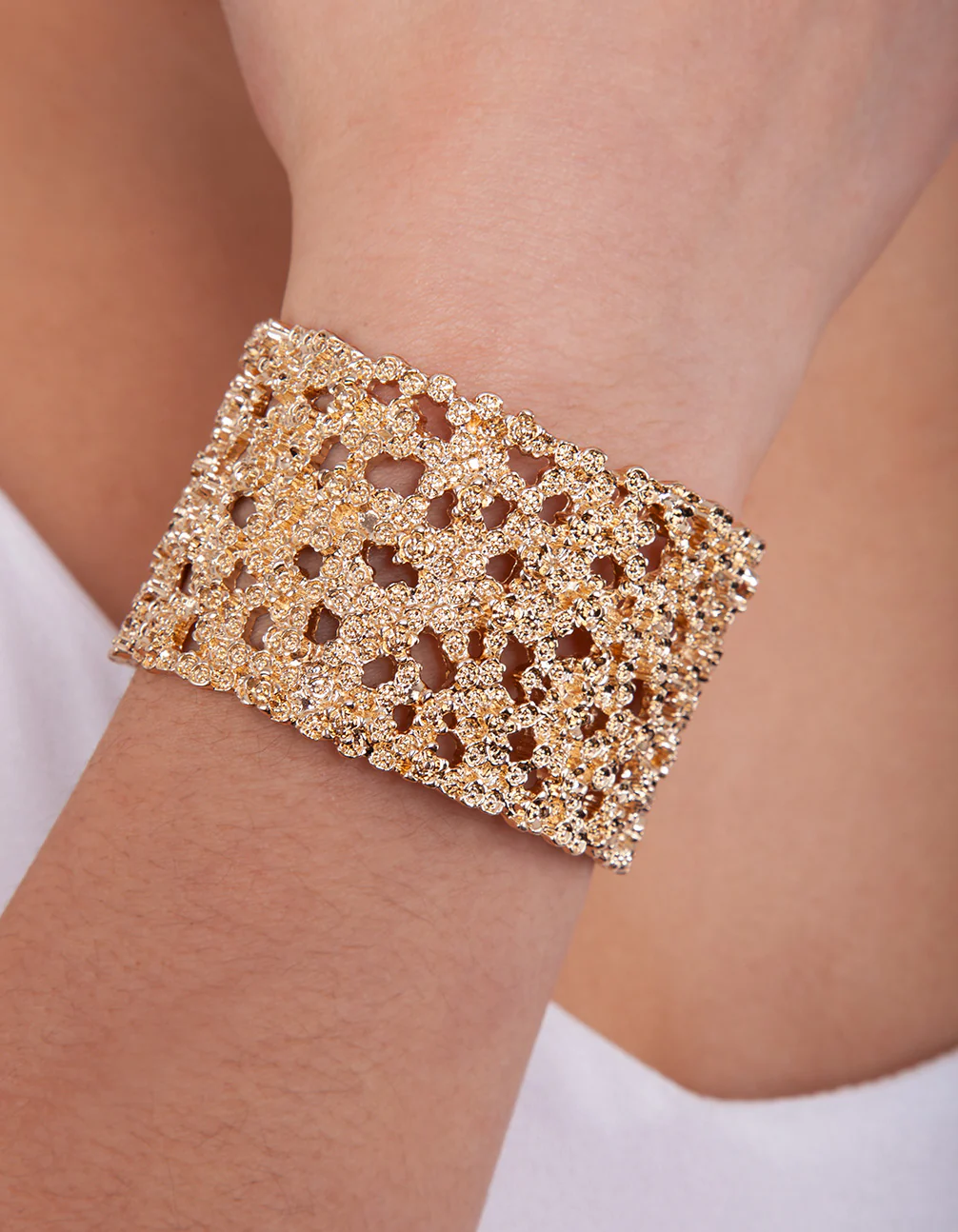 Gold Textured Wide Arm Cuff - Image 3