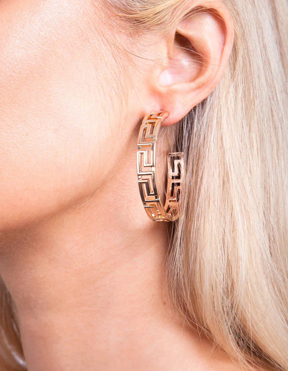 Gold Grecian Hoop Earrings - Image 3
