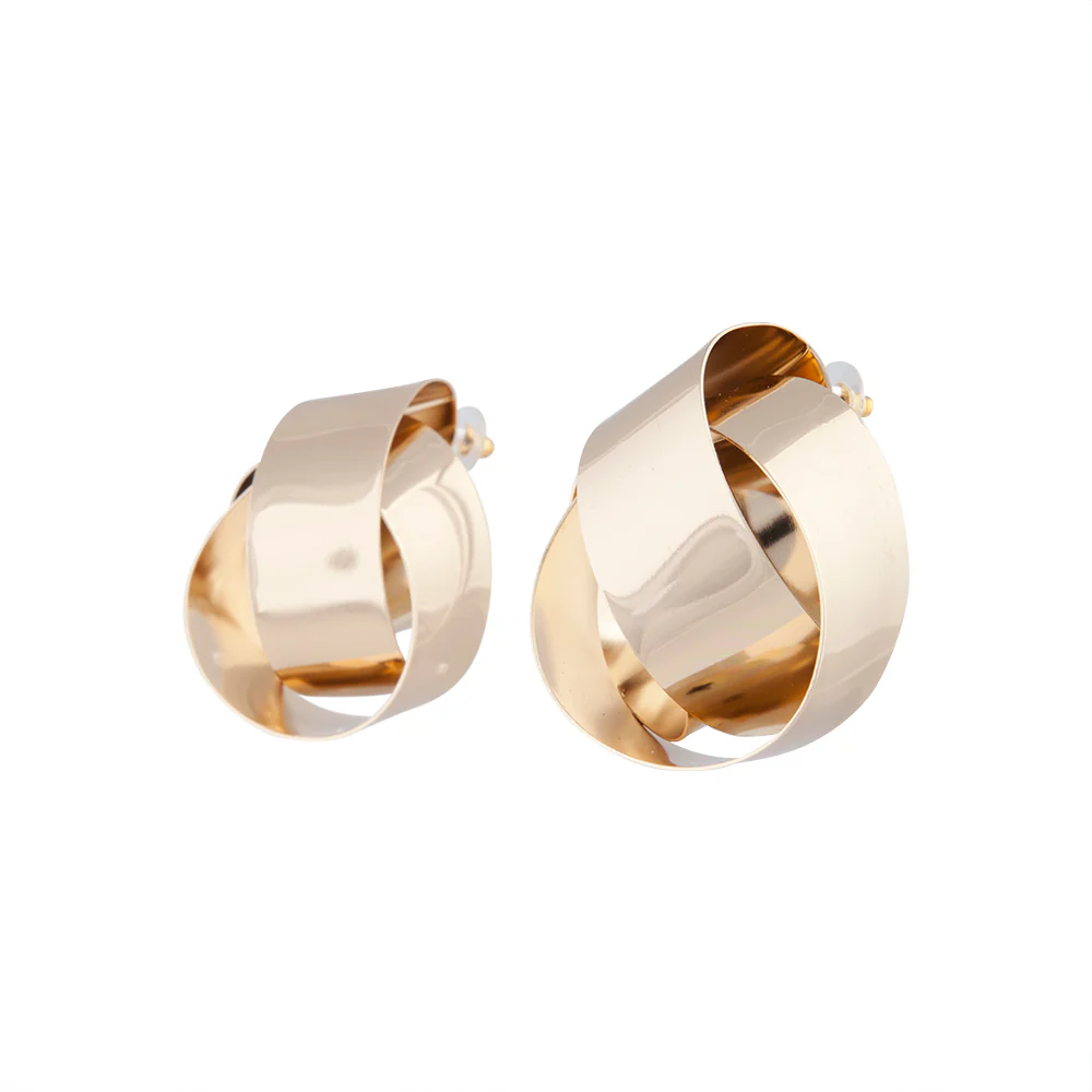 Gold Statement Knot Stud Earrings - Image 2