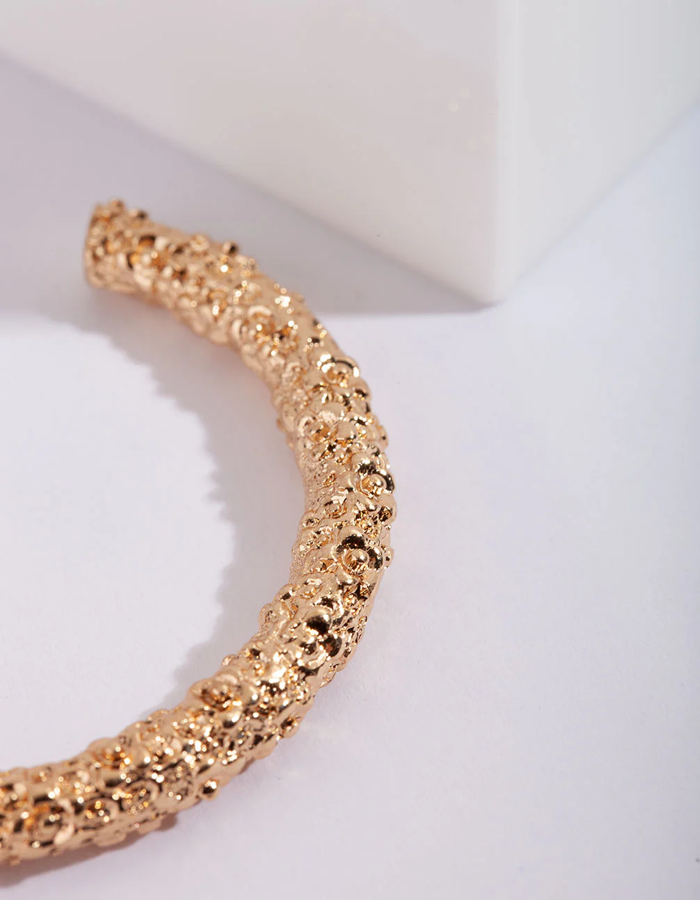 Gold Textured Molten Hoop Earrings - Image 3