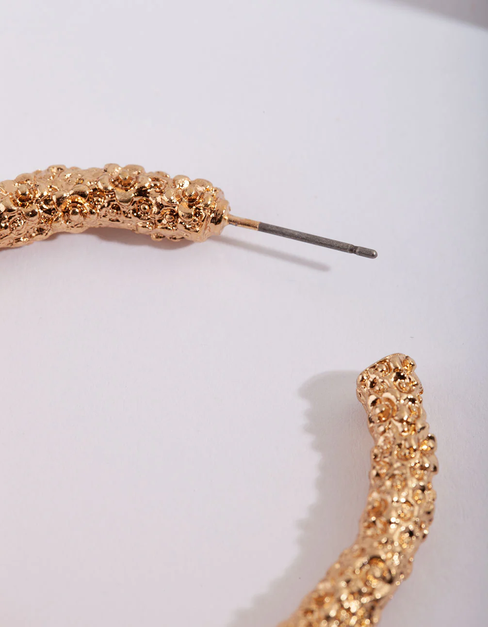 Gold Textured Molten Hoop Earrings - Image 4
