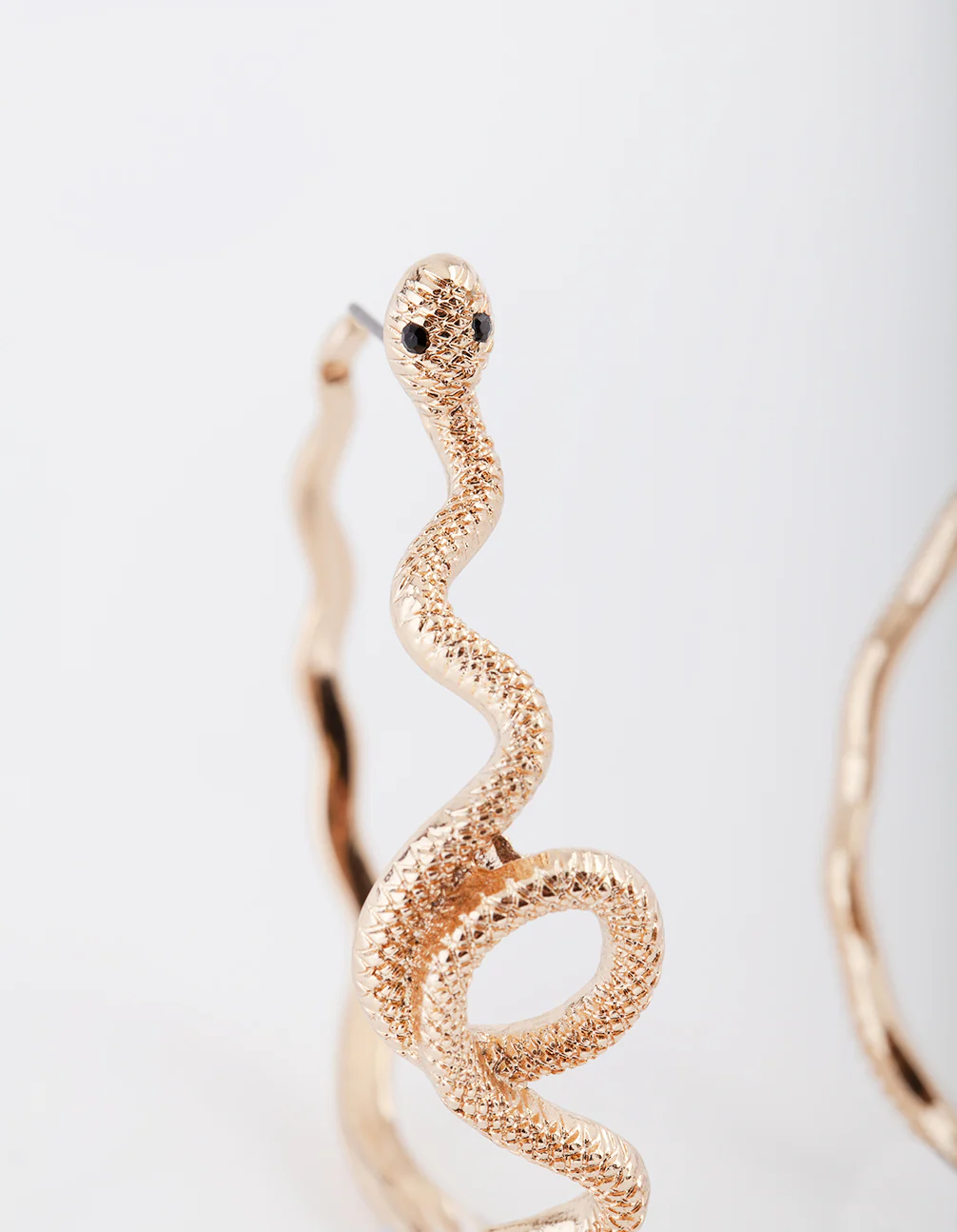 Gold Snake Hoop Earrings - Image 4