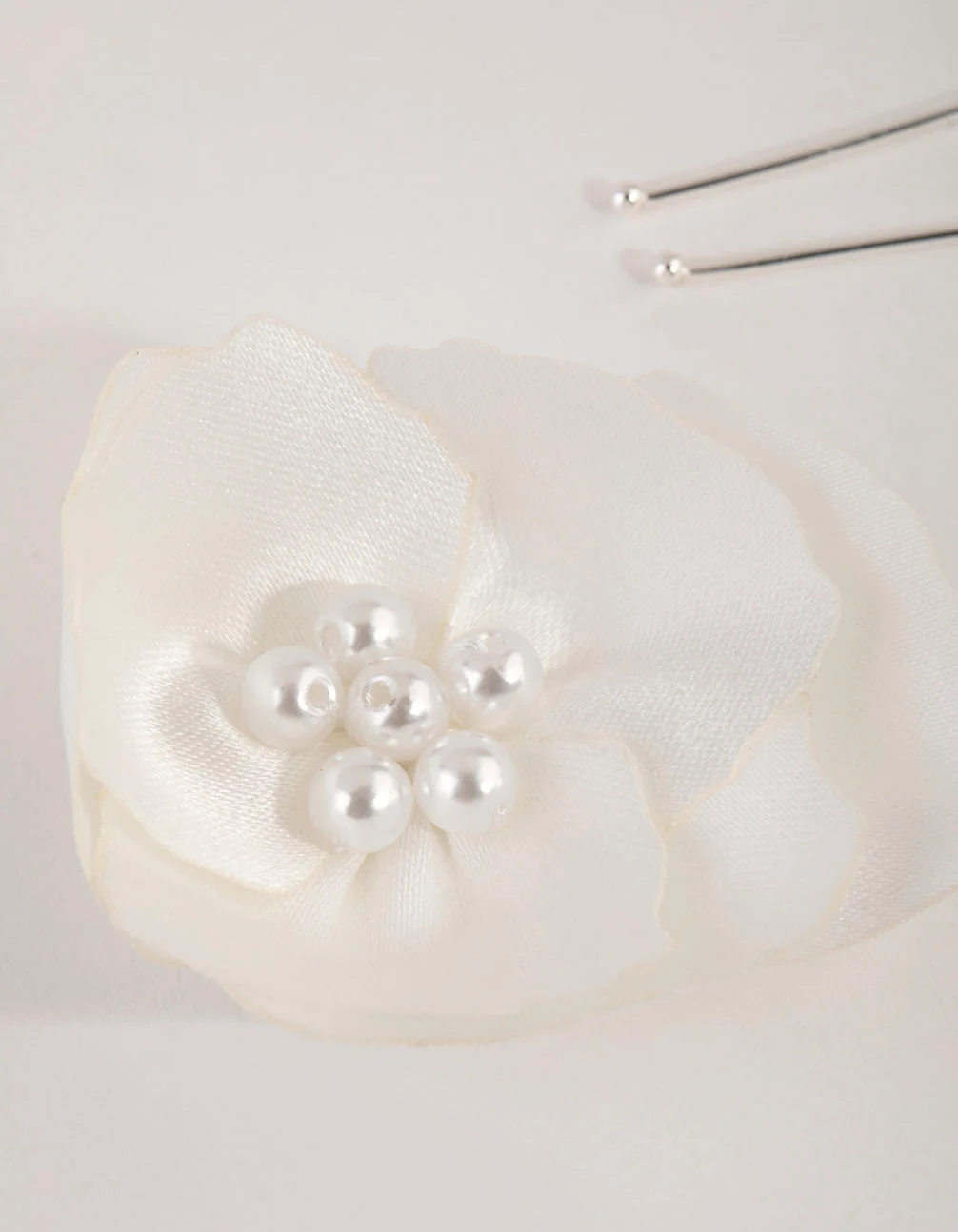 Fabric Pearl Flower Bun Pins - Image 3