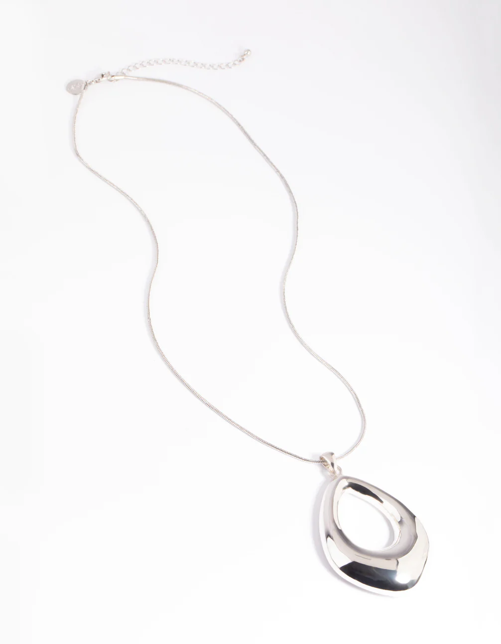Silver Open Circle Long Necklace - Image 2