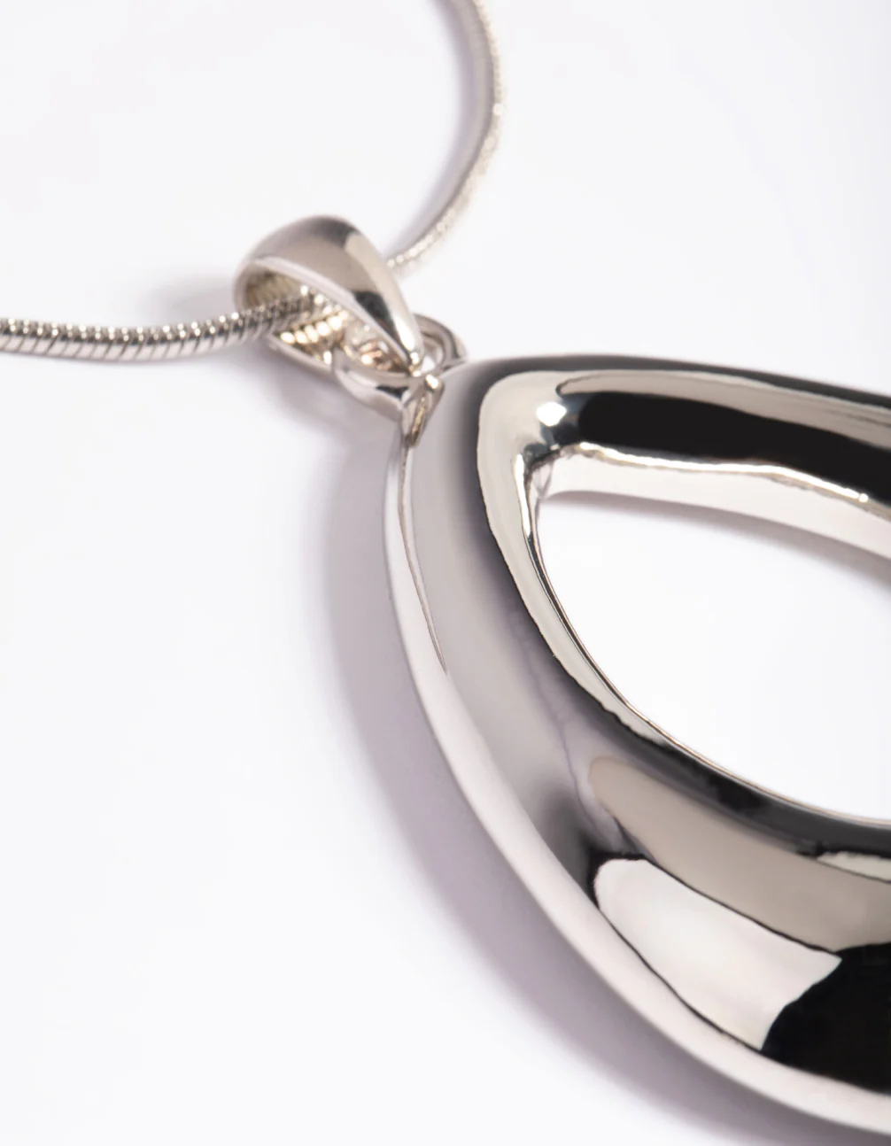 Silver Open Circle Long Necklace - Image 3