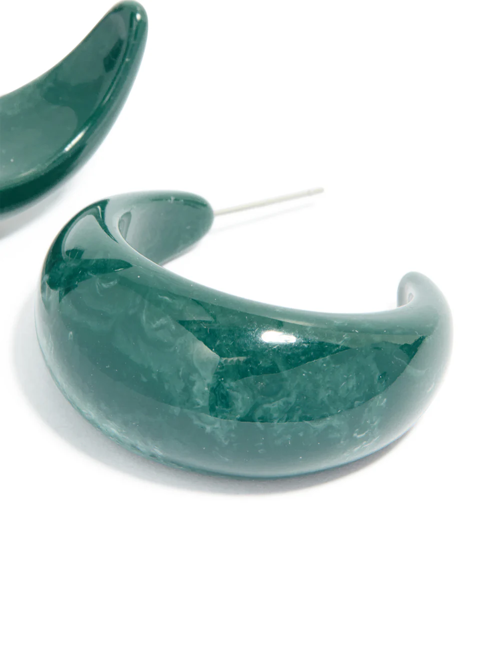 Forest Green Wide Marbled Hoop Earrings - Image 4