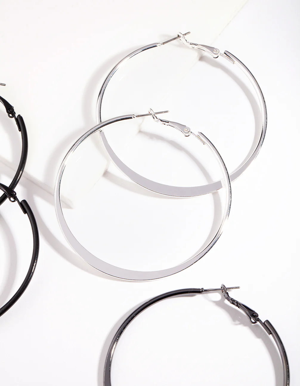Silver Flat Edge Hoop Earring Pack - Image 2