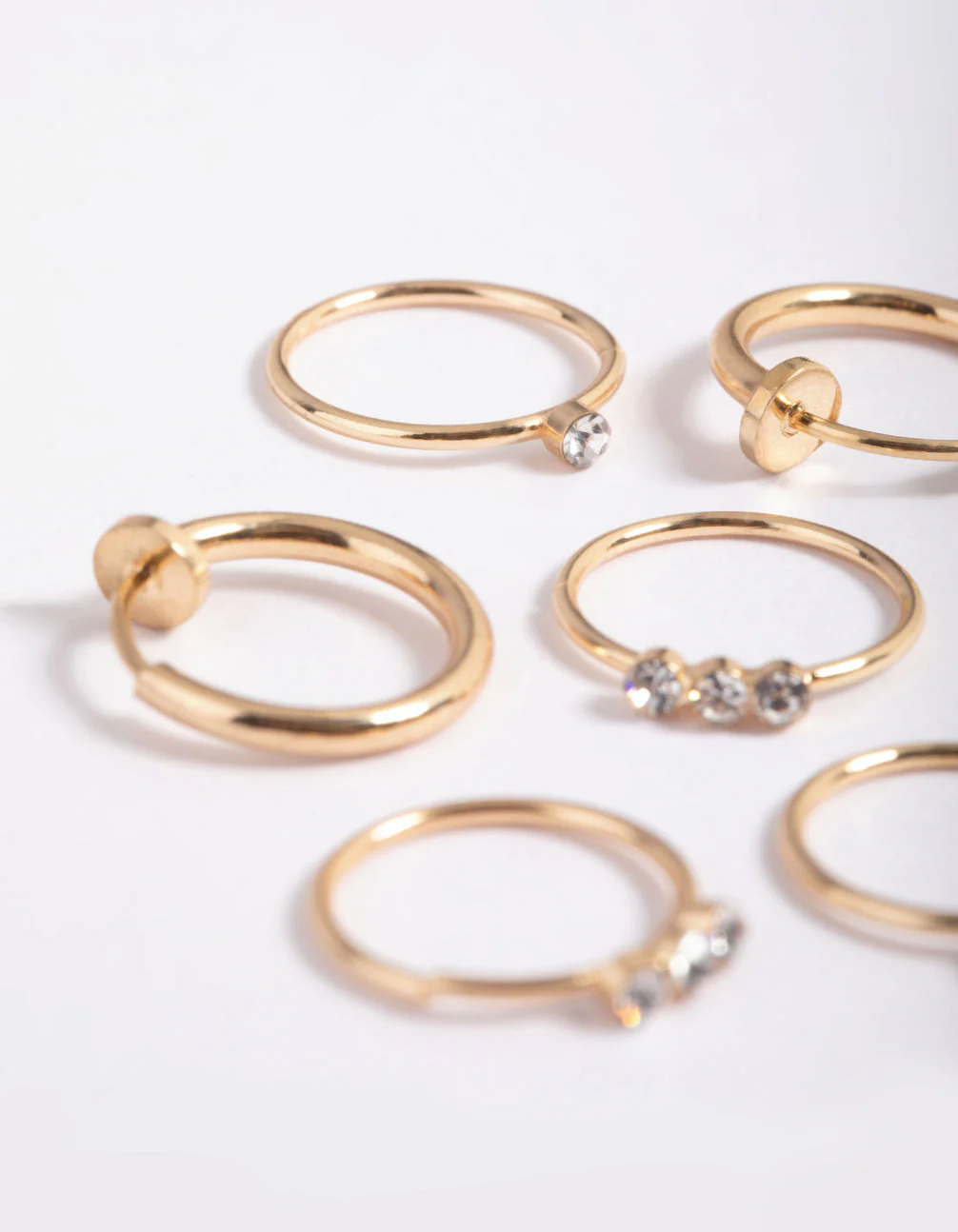 Gold Diamante Row Ring Pack - Image 2