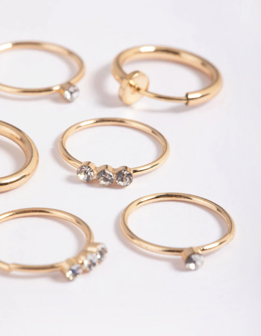 Gold Diamante Row Ring Pack - Image 3