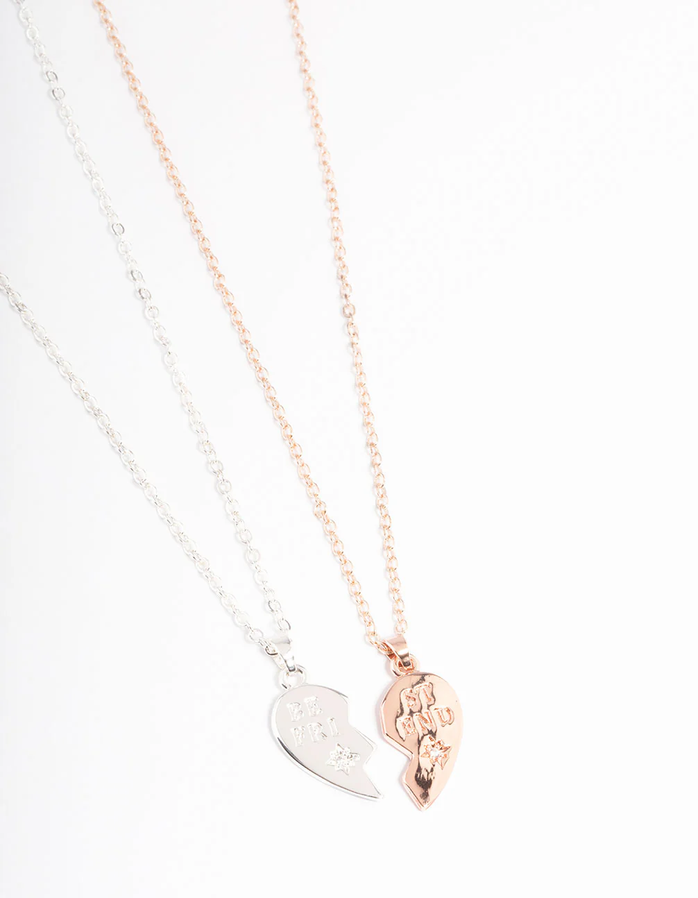 Mixed Metal BFF Diamante Heart Necklace Pack - Image 2