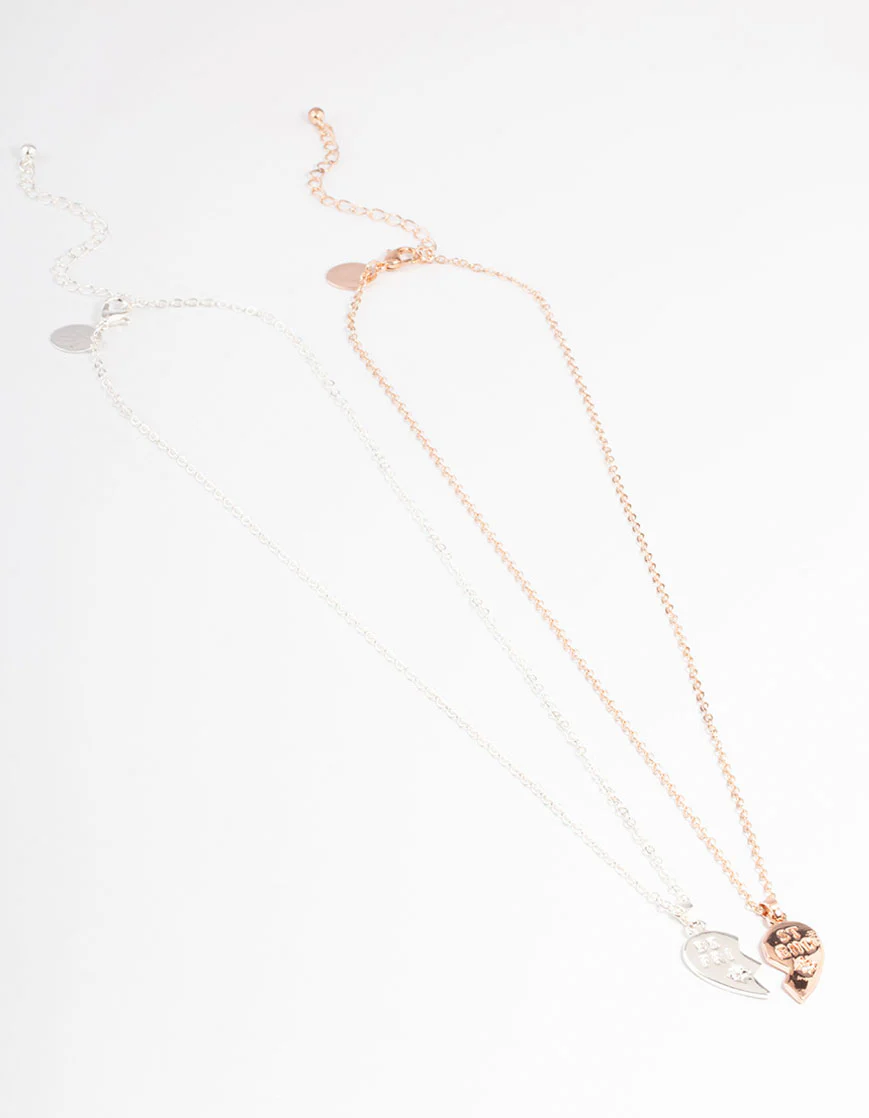 Mixed Metal BFF Diamante Heart Necklace Pack - Image 3