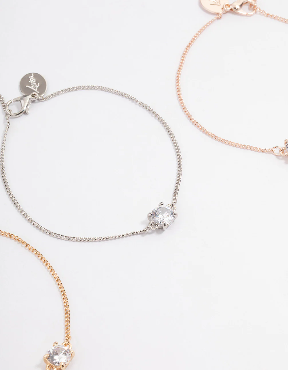 Mixed Metal Cubic Zirconia Bracelet Set - Image 2